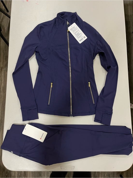lululemon athletica Pants - Lululemon Midnight Blue Gold Zip Matching Set Leggings And Define Jacket Size 8